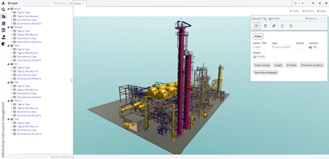 A 3D visualization in AVEVA Asset Information Management